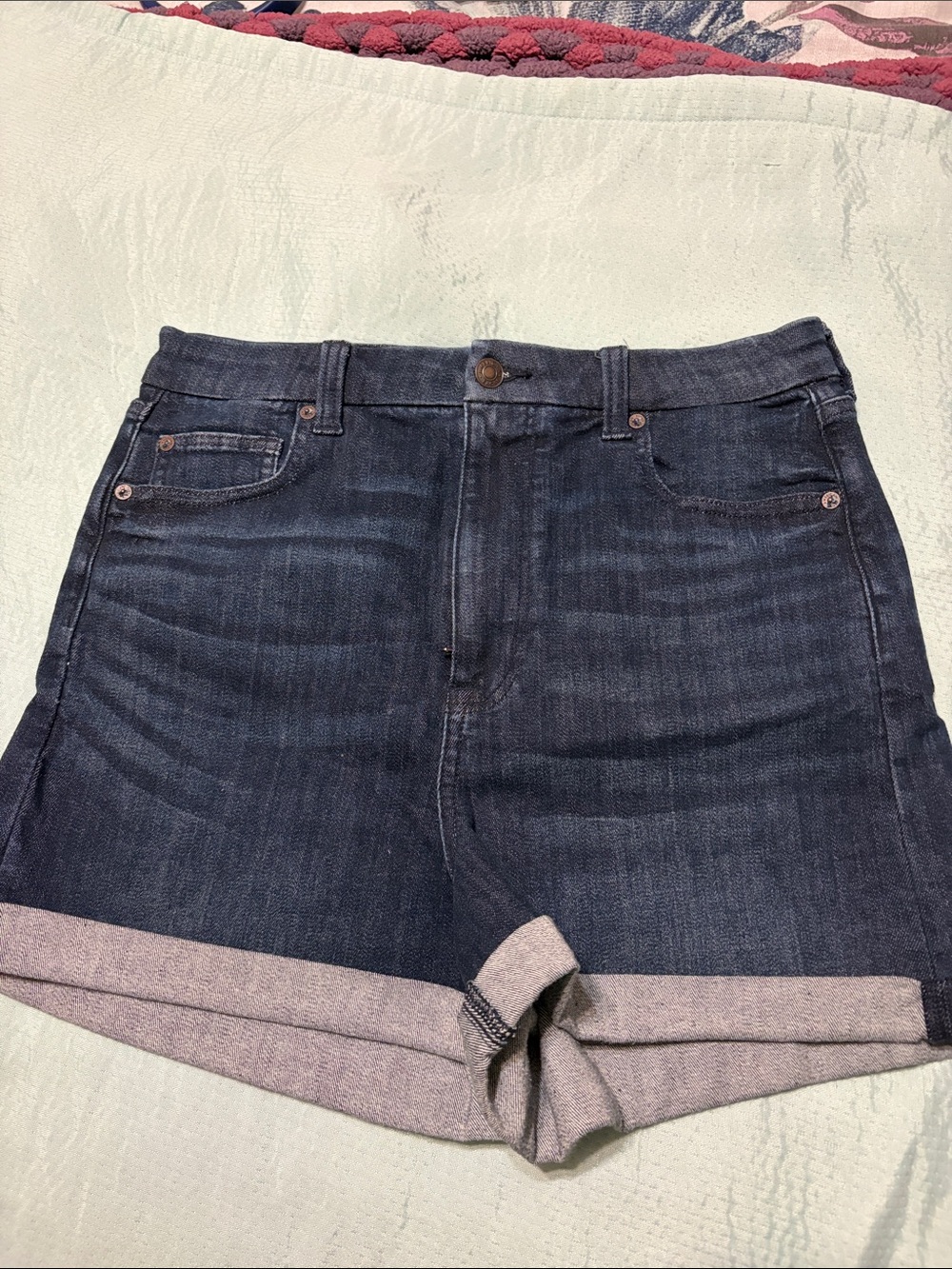 American Apparel Dark Indigo Rolled Cuff Denim Shorts